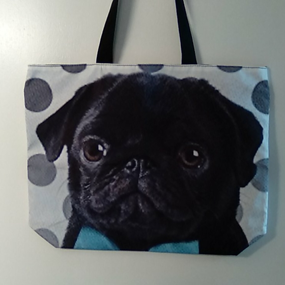 NEW- Tote bag  - Shoulder bag  - Black Pug - Picture 4 of 14